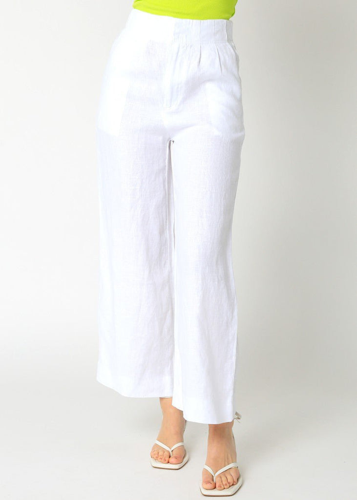 White Pleated Wide-Leg Pants