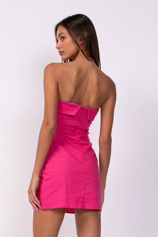 Pink Side Slit Mini Dress
