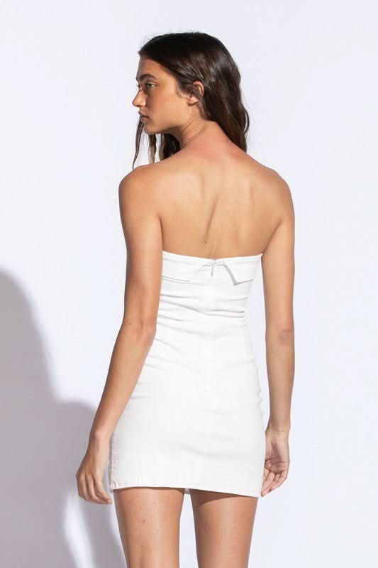 White Dress - Bodycon Strapless Mini Dress | Boho Pink White Dress - Bodycon Strapless Mini Dress | Boho Pink