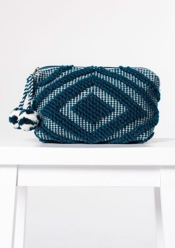 Blue Crochet Makeup Bag