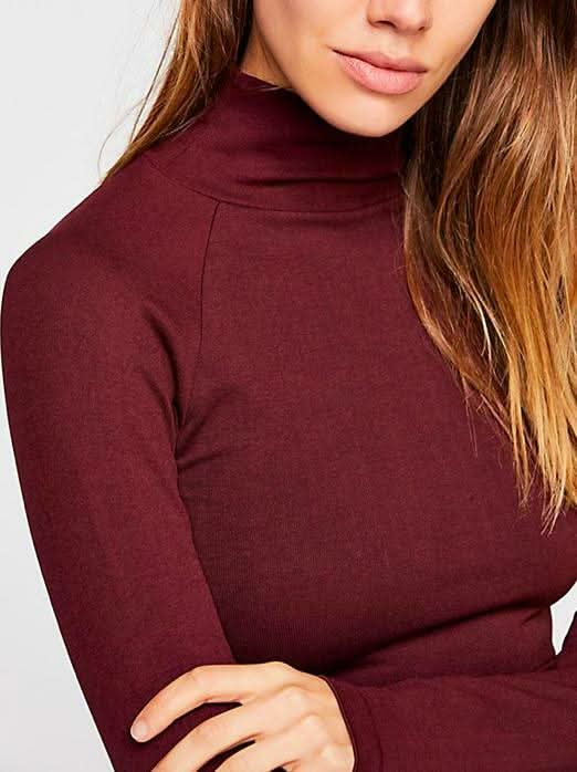Free People Like I Do Burgundy Backless Turtleneck -  BohoPink