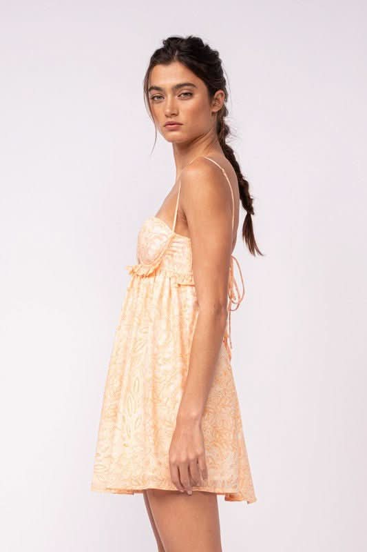 orange print mini dress Evelle Printed Mini Dress