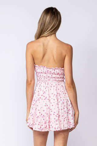 Sarah Spring Pinky Strapless Mini Dress - Back View