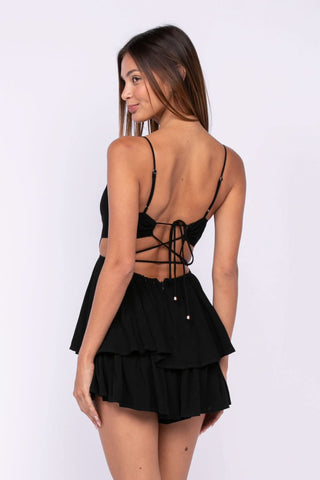 Aristea Black Cutout Romper Dress back view