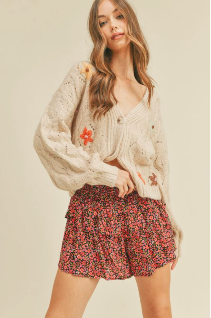 Floral  Cardigan Sweater