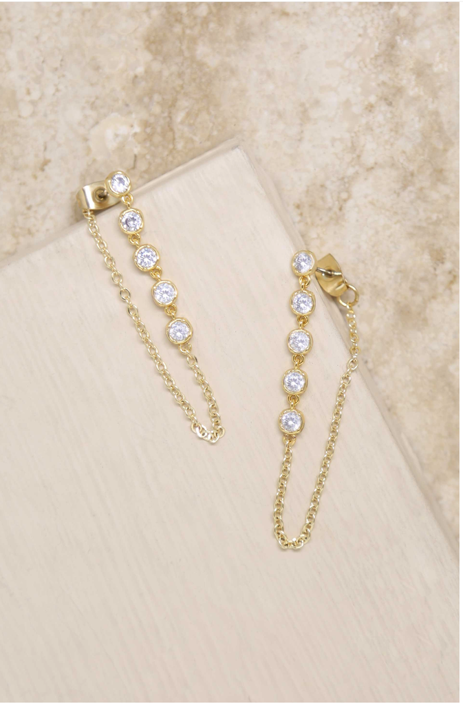 Gold Crystal Chain Earrings