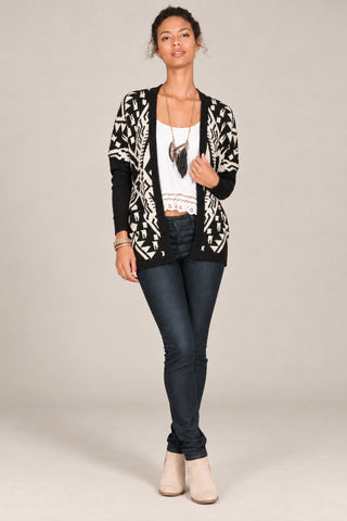 Molly Black Aztec Print Cardigan - Outfit View