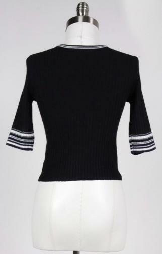 Black Cropped Ringer Sweater