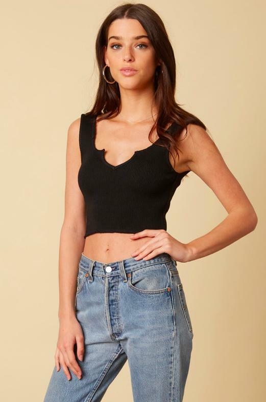 Black Cropped Tank Top