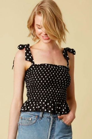 Black and white polka dot summer top