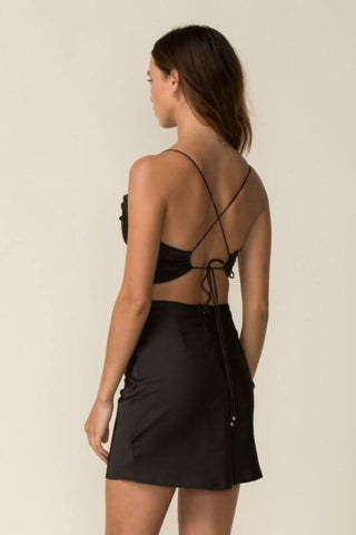 Max Appeal Black Satin Backless Mini Dress from our black dresses collection