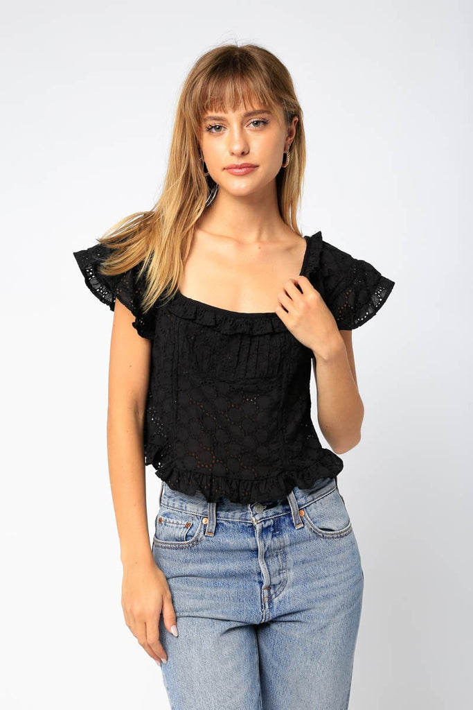 Black Ruffle Top