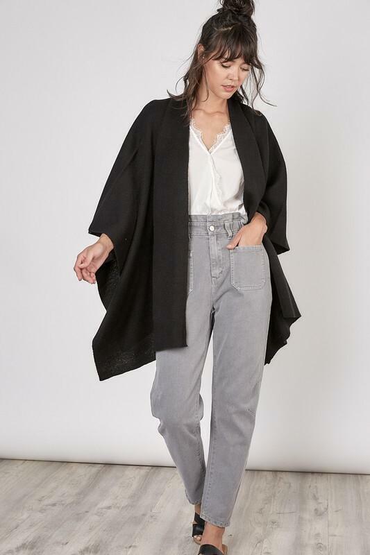 Black Poncho Cardigan Sweater