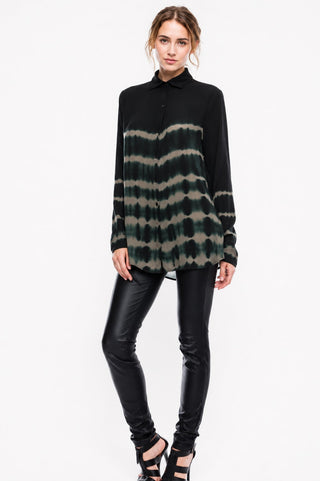 Just Like That Black and Olive Tie-Dye Shirt - Outfit View
