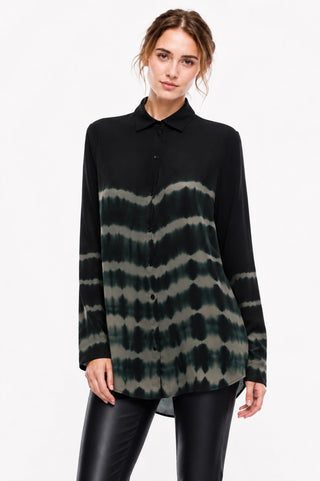 Black Tie-Dye ShirtLong Sleeve Shirt for Women