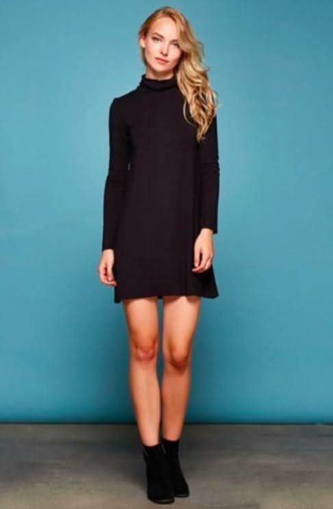 Black Dress - Turtleneck Dress - Shift Dress | Boho Pink Black Dress - Turtleneck Dress - Shift Dress | Boho Pink