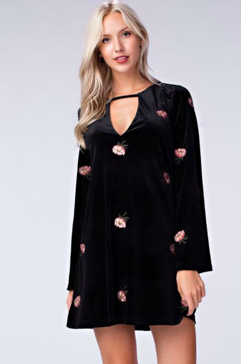 Black Velvet Shift Dress