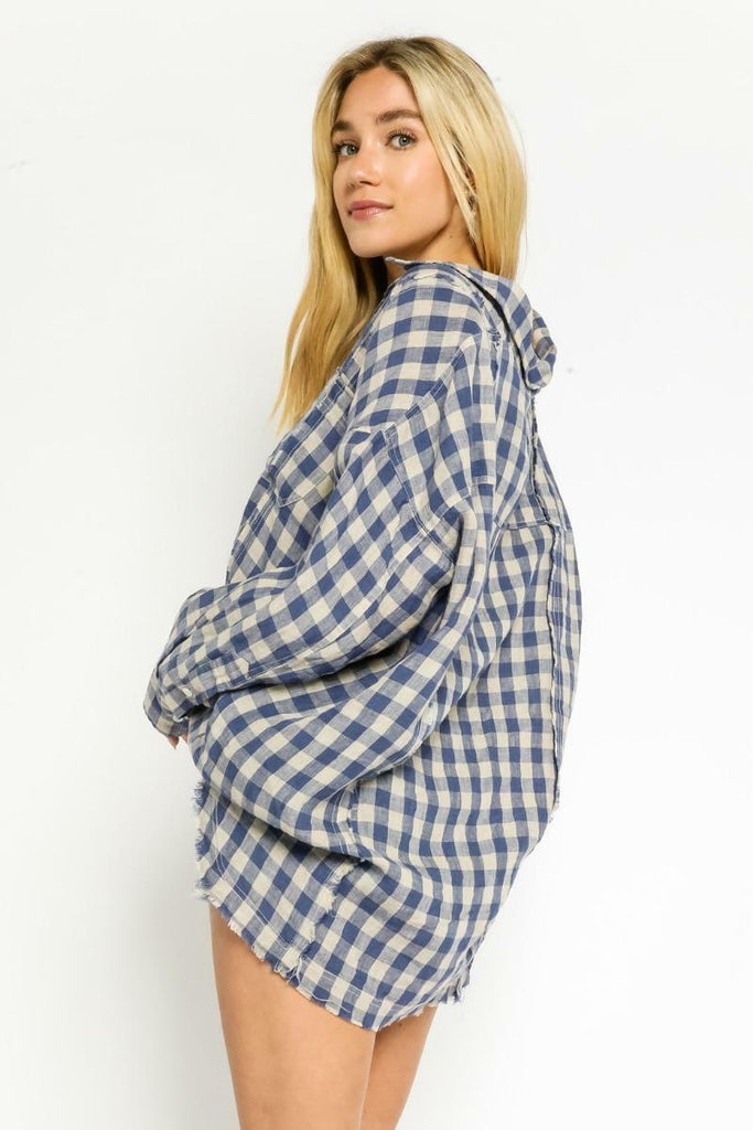 Blue Gingham Shirts For Women