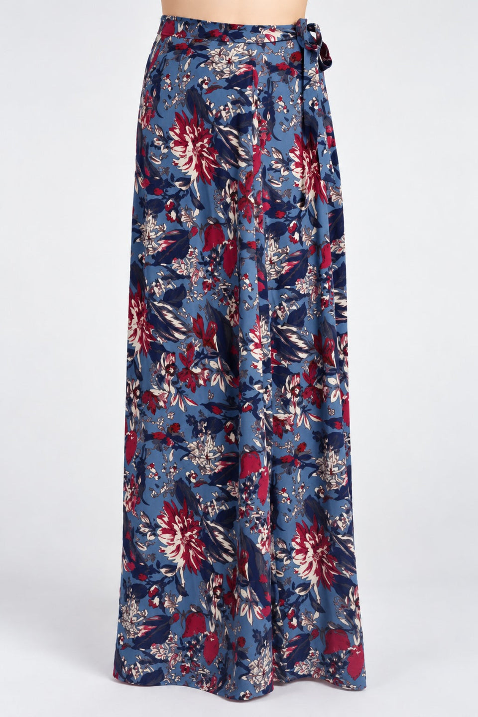 Rory Blue Floral Maxi Wrap Skirt - Front View