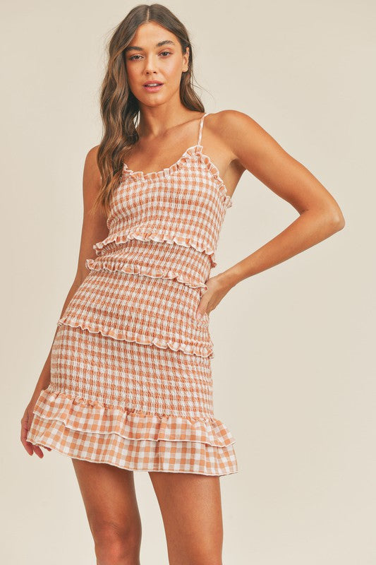 Blush Gingham Mini Dress