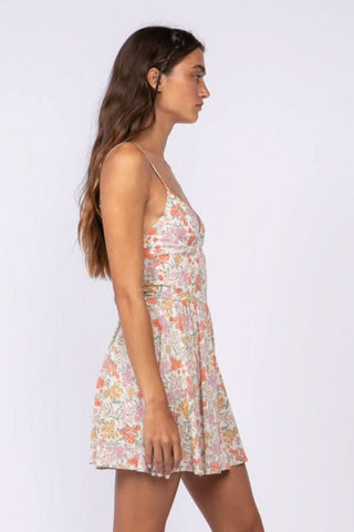 Cream floral summer mini dress