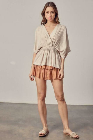 neutral brown mini skirt skort summer outfit