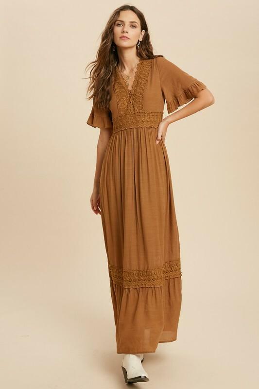 Camel Casual Maxi Dress