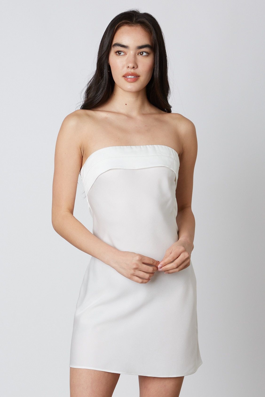 Tina White Satin Strapless Mini Dress