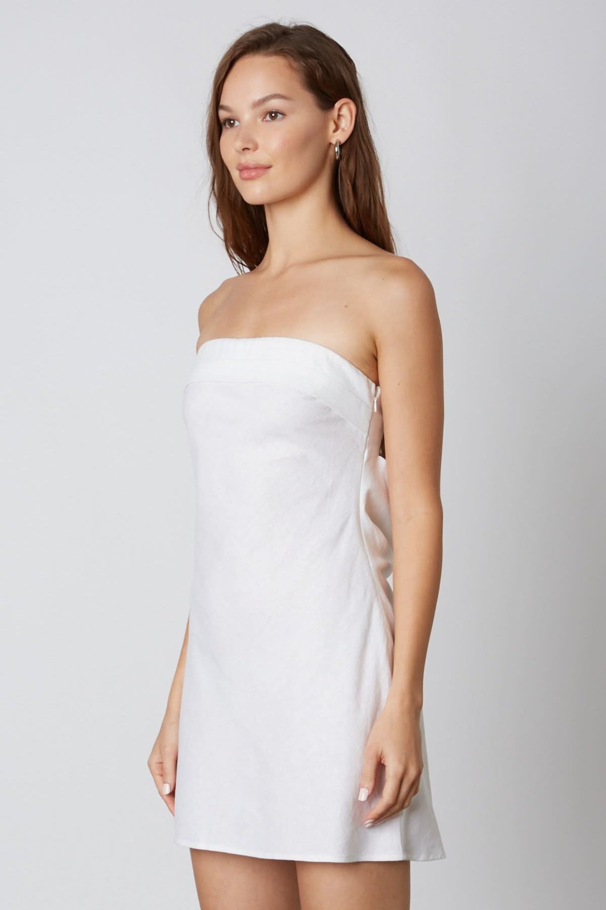 Remi White Linen Strapless Mini Dress - Size L - Cotton Candy LA