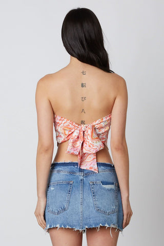Tahlia Coral Paisley Print Scarf Top - Back View