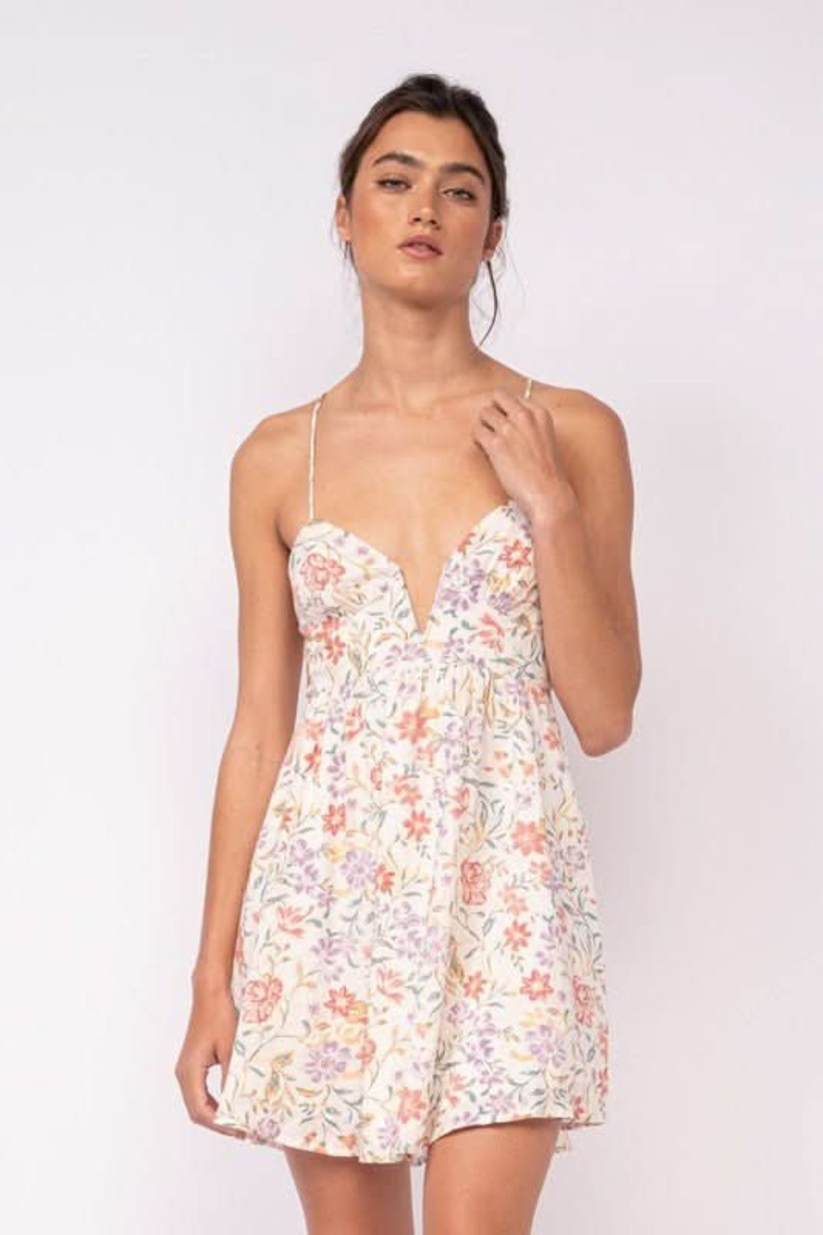 White Floral Dress - Corset Cami Mini Dress | Boho Pink White Floral Dress - Corset Cami Mini Dress | Boho Pink