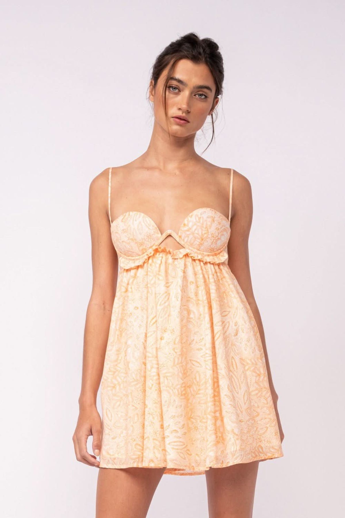Orange Floral Babydoll Dress