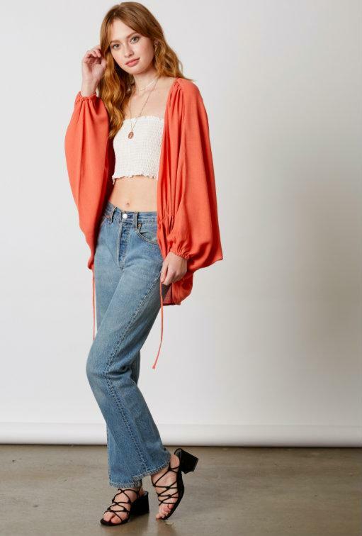 Coral Billow Sleeve Kimono