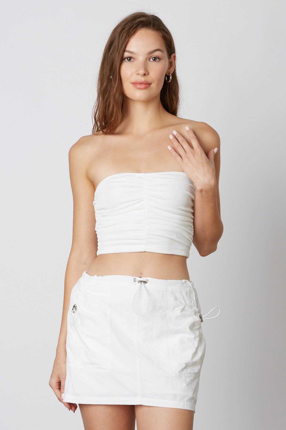 Feminine Touch with a White Cargo Skirt