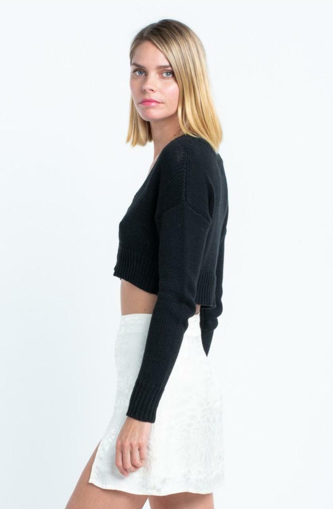 Black Cropped Cardigan Sweater