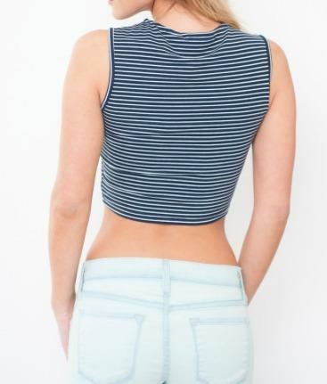 navy striped crop top