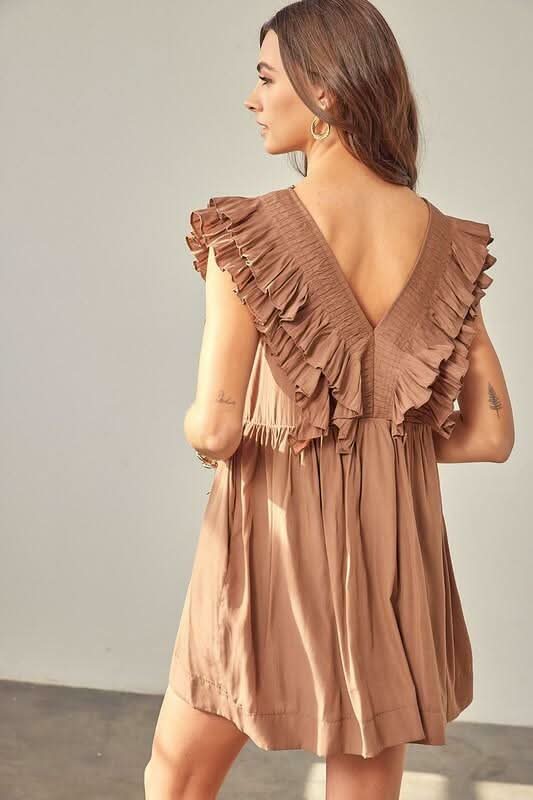Latte Romper Dress - Ruffle Romper Dress - Boho Pink Latte Romper Dress - Ruffle Romper Dress - Boho Pink