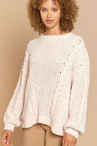 Josie Beige Oversized Knit Sweater - Cute Fall Sweaters View