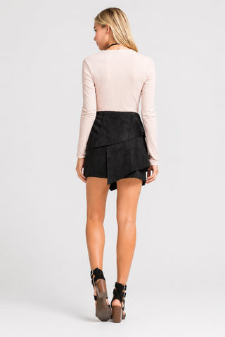 Mirabella Black Suede Skirt - Back View