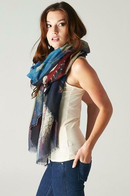 Flag Print Scarf Ladies