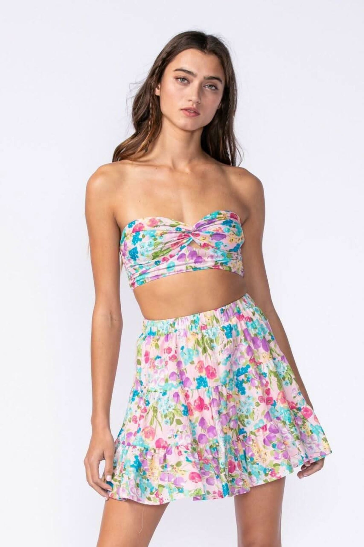 Lavender Floral Crop Top & Skirt Dress Set Lavender Floral Crop Top & Skirt Dress Set