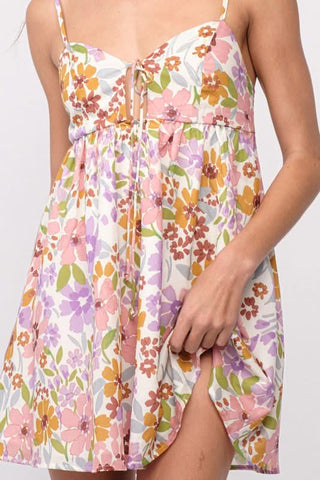 Lavender Floral Babydoll Cami Mini Dress front view 