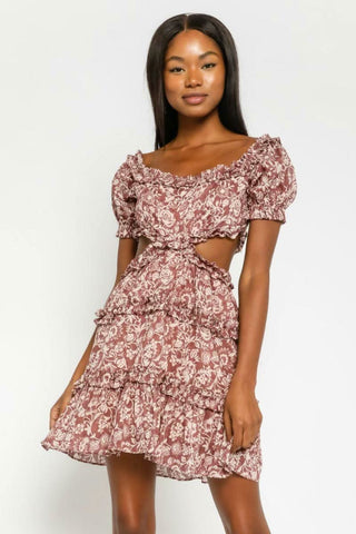 Maya Mauve Floral Off-the-Shoulder Mini Dress front view