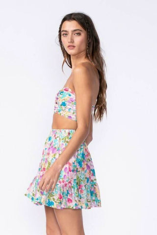 Rebecca Lavender Floral Two Piece Set front detail view | Boho Pink