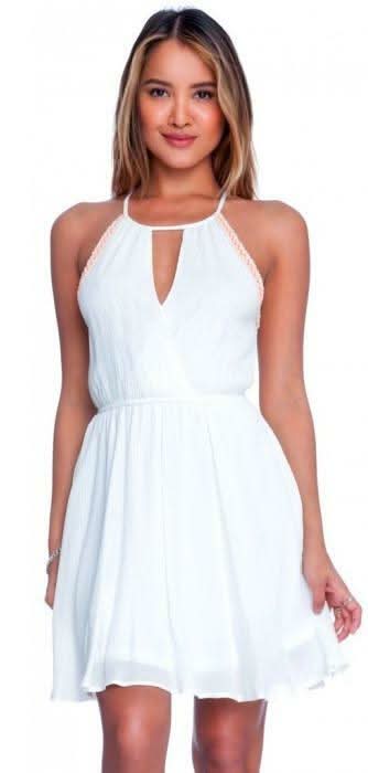 LUSH You Are Unwritten White Skater Dress - Size S - Spaghetti Straps, Faux Wrap Neckline, Embroidered Accents LUSH You Are Unwritten White Skater Dress - Size S - Spaghetti Straps, Faux Wrap Neckline, Embroidered Accents