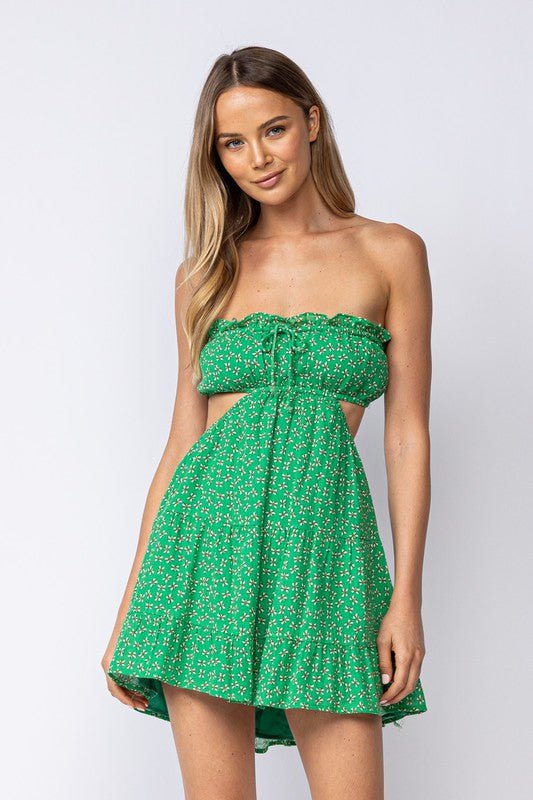 Green Strapless A-Line Dress