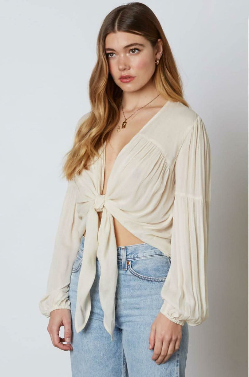 Long Puff Sleeve Crop Top 