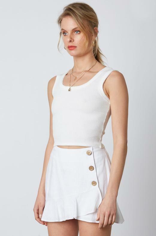 White Button-Up Mini Skirt 