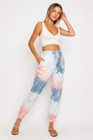 Good Vibes Sunburst Tie-Dye Jogger Pants - Side Angle View