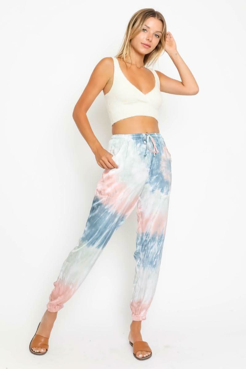 Good Vibes Sunburst Tie-Dye Jogger Pants -  BohoPink